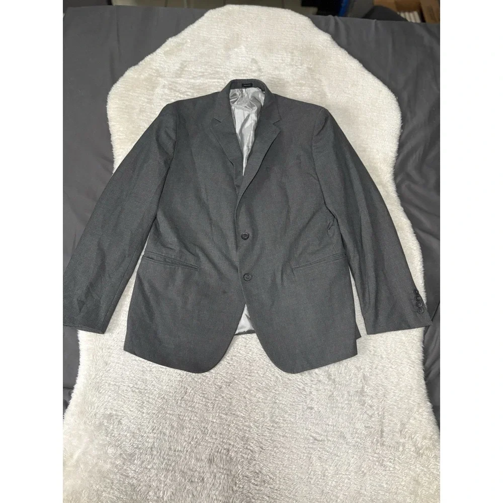 JF J. Ferrar 44R 2PC Suit Blazer Men Pants 36 x 29 Slim Gray‎ Poly Blend
